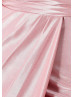 Cowl Neck Pink Satin Split Sexy Party Dress